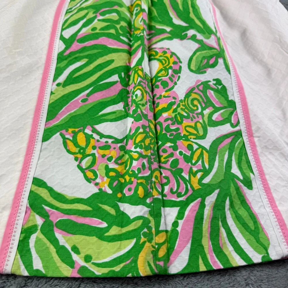 Lilly Pulitzer Angela Dress Seeing Pink Elephants White Pique Strapless Size 2 - Picture 11 of 13